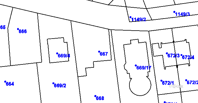 Parcela st. 667 v KÚ Libuš, Katastrální mapa
