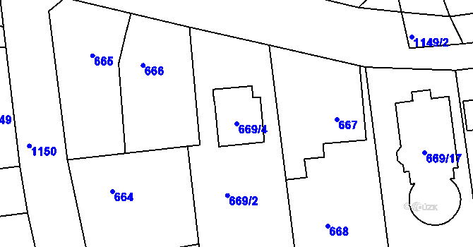 Parcela st. 669/4 v KÚ Libuš, Katastrální mapa