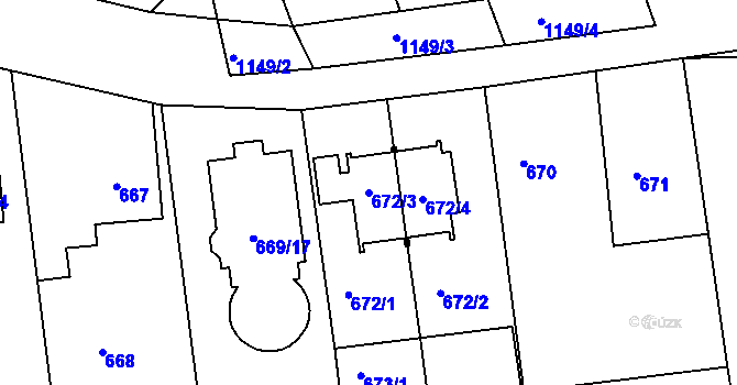 Parcela st. 672/3 v KÚ Libuš, Katastrální mapa