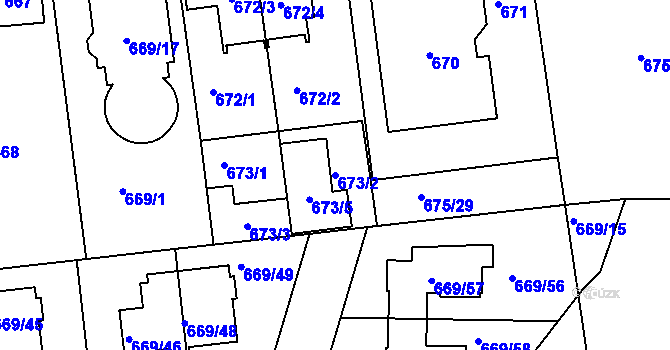 Parcela st. 673/2 v KÚ Libuš, Katastrální mapa