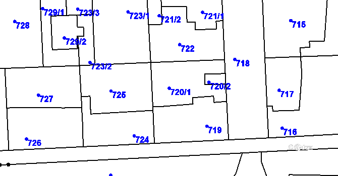 Parcela st. 720/1 v KÚ Libuš, Katastrální mapa