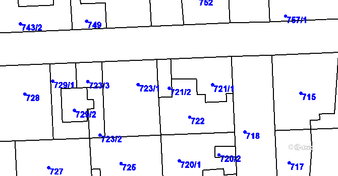 Parcela st. 721/2 v KÚ Libuš, Katastrální mapa