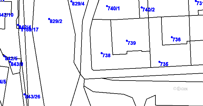 Parcela st. 738 v KÚ Libuš, Katastrální mapa