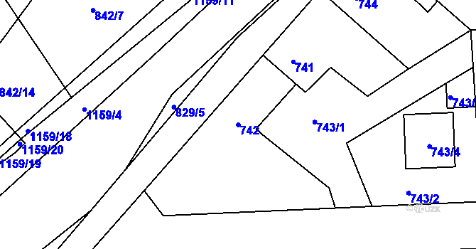 Parcela st. 742 v KÚ Libuš, Katastrální mapa