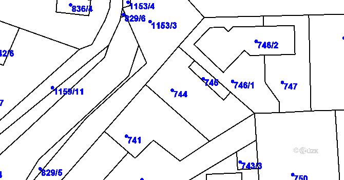 Parcela st. 744 v KÚ Libuš, Katastrální mapa