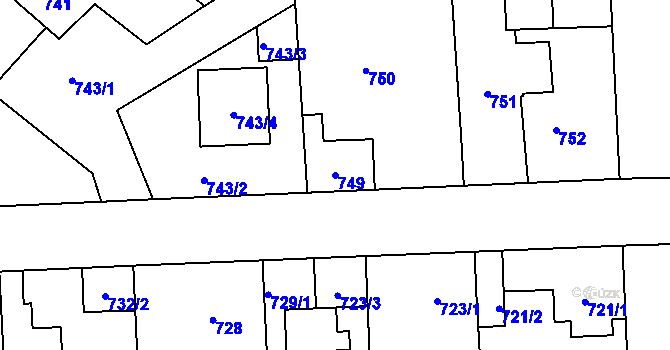 Parcela st. 749 v KÚ Libuš, Katastrální mapa
