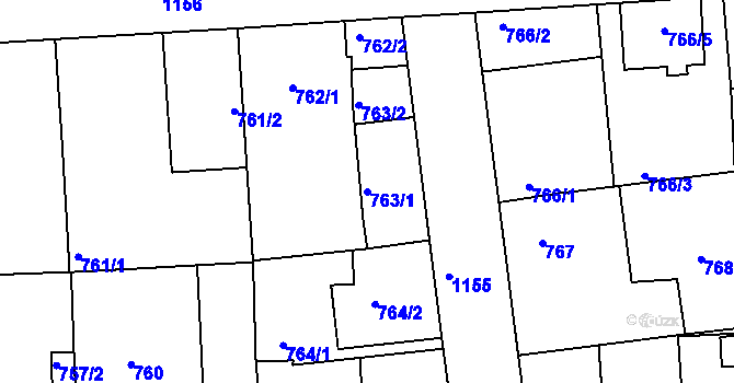 Parcela st. 763/1 v KÚ Libuš, Katastrální mapa
