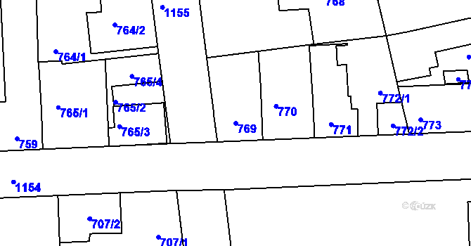 Parcela st. 769 v KÚ Libuš, Katastrální mapa