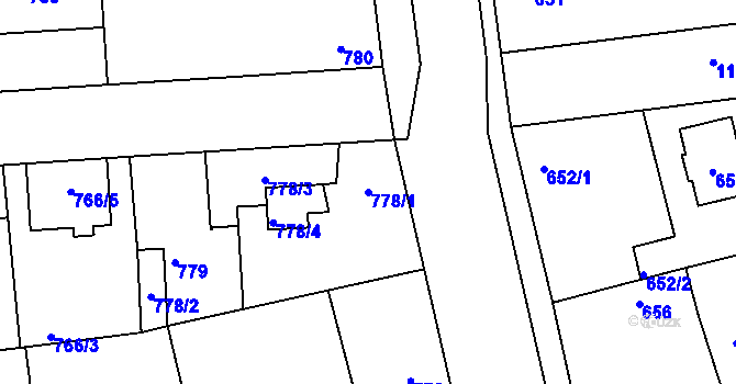 Parcela st. 778/1 v KÚ Libuš, Katastrální mapa
