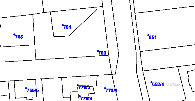 Parcela st. 780 v KÚ Libuš, Katastrální mapa