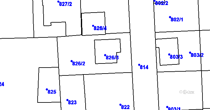 Parcela st. 826/3 v KÚ Libuš, Katastrální mapa