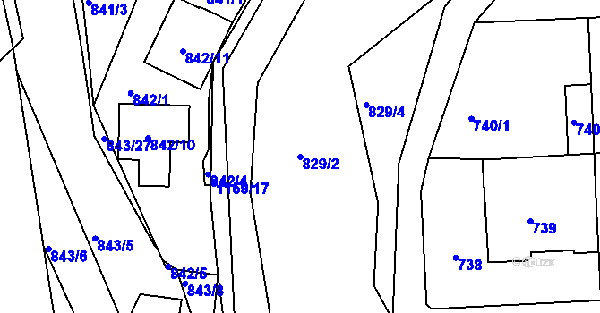 Parcela st. 829/2 v KÚ Libuš, Katastrální mapa