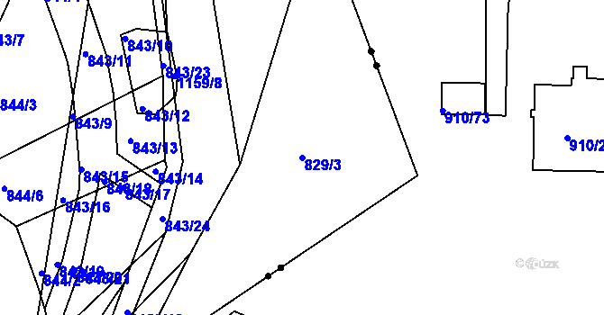 Parcela st. 829/3 v KÚ Libuš, Katastrální mapa