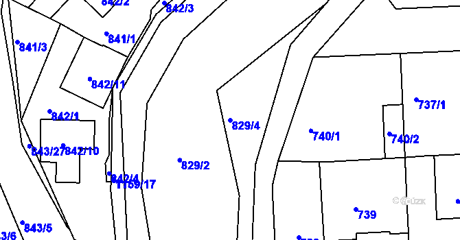 Parcela st. 829/4 v KÚ Libuš, Katastrální mapa