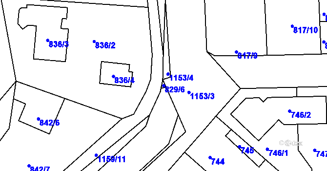 Parcela st. 829/6 v KÚ Libuš, Katastrální mapa