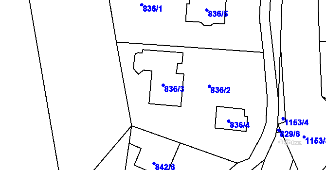 Parcela st. 836/3 v KÚ Libuš, Katastrální mapa
