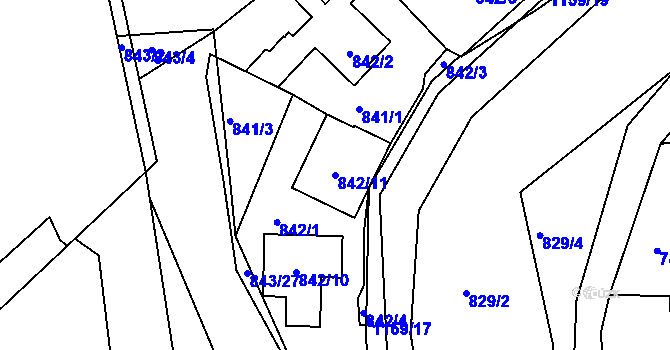Parcela st. 842/11 v KÚ Libuš, Katastrální mapa