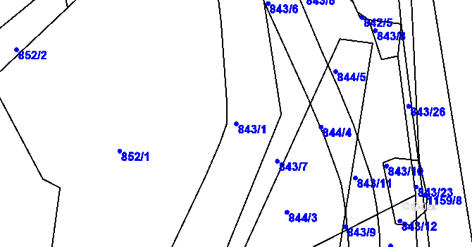 Parcela st. 843/1 v KÚ Libuš, Katastrální mapa
