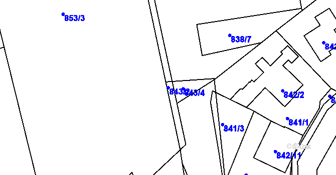 Parcela st. 843/2 v KÚ Libuš, Katastrální mapa