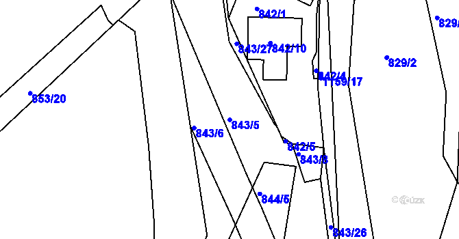 Parcela st. 843/5 v KÚ Libuš, Katastrální mapa