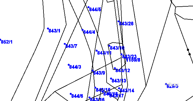 Parcela st. 843/11 v KÚ Libuš, Katastrální mapa