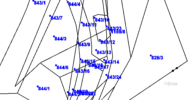 Parcela st. 843/13 v KÚ Libuš, Katastrální mapa