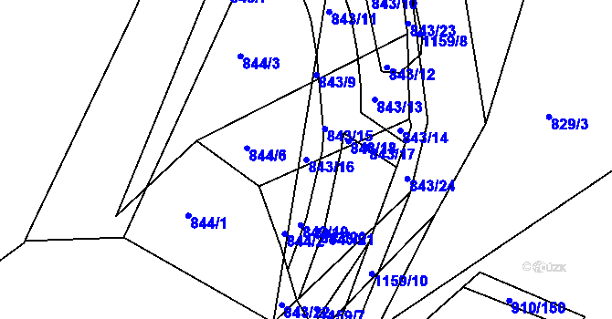 Parcela st. 843/16 v KÚ Libuš, Katastrální mapa