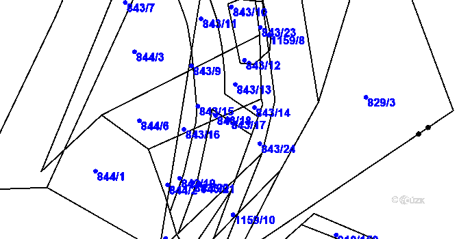 Parcela st. 843/17 v KÚ Libuš, Katastrální mapa