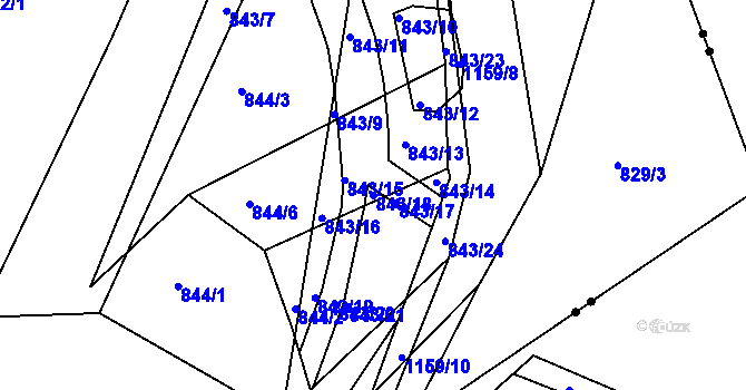 Parcela st. 843/18 v KÚ Libuš, Katastrální mapa