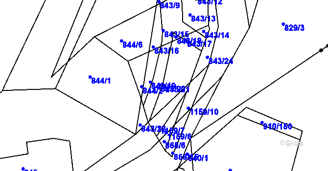 Parcela st. 843/21 v KÚ Libuš, Katastrální mapa