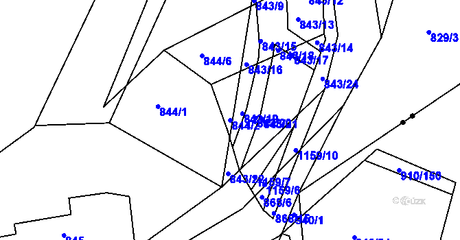 Parcela st. 844/2 v KÚ Libuš, Katastrální mapa