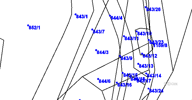 Parcela st. 844/3 v KÚ Libuš, Katastrální mapa