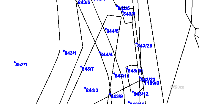 Parcela st. 844/4 v KÚ Libuš, Katastrální mapa