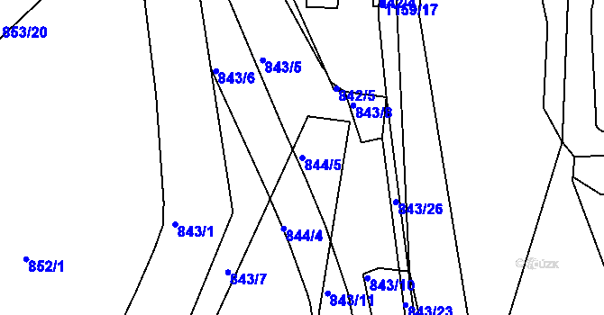 Parcela st. 844/5 v KÚ Libuš, Katastrální mapa