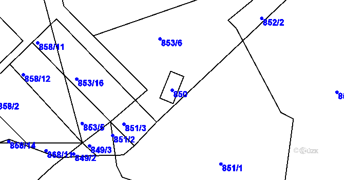 Parcela st. 850 v KÚ Libuš, Katastrální mapa