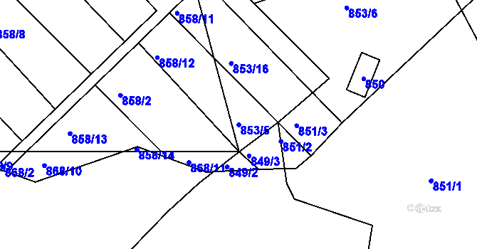Parcela st. 853/5 v KÚ Libuš, Katastrální mapa