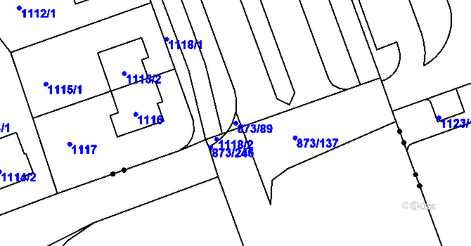 Parcela st. 873/89 v KÚ Libuš, Katastrální mapa