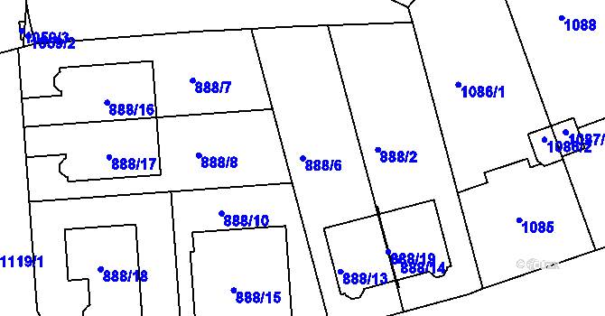 Parcela st. 888/6 v KÚ Libuš, Katastrální mapa