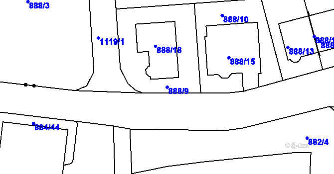 Parcela st. 888/9 v KÚ Libuš, Katastrální mapa