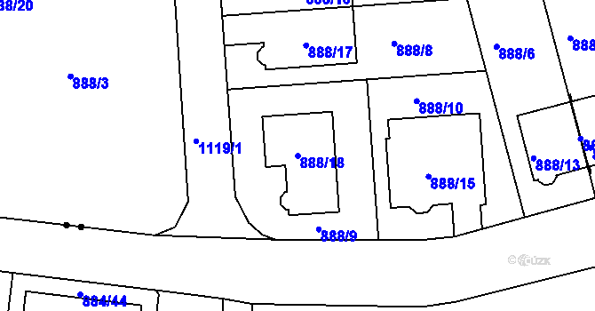 Parcela st. 888/18 v KÚ Libuš, Katastrální mapa