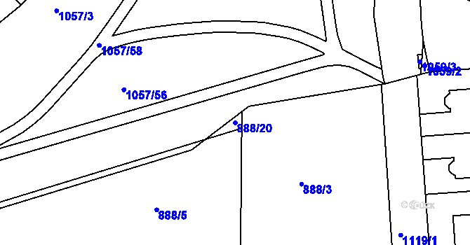 Parcela st. 888/20 v KÚ Libuš, Katastrální mapa
