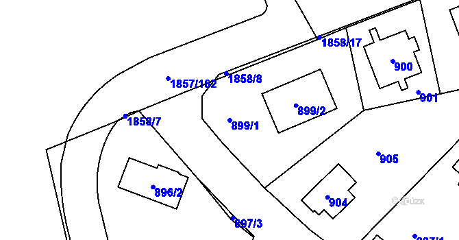 Parcela st. 899/1 v KÚ Libuš, Katastrální mapa