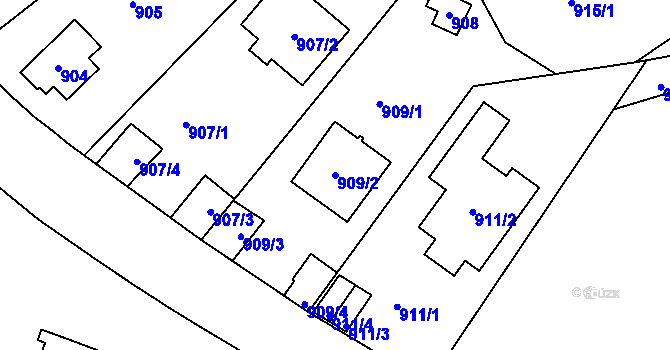 Parcela st. 909/2 v KÚ Libuš, Katastrální mapa