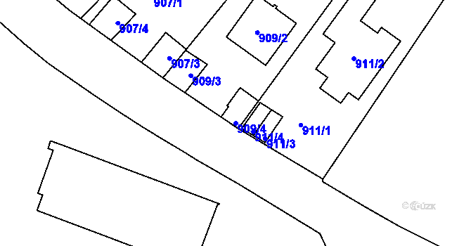 Parcela st. 909/4 v KÚ Libuš, Katastrální mapa