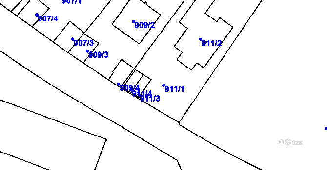 Parcela st. 911/1 v KÚ Libuš, Katastrální mapa