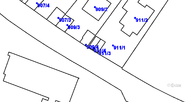 Parcela st. 911/3 v KÚ Libuš, Katastrální mapa