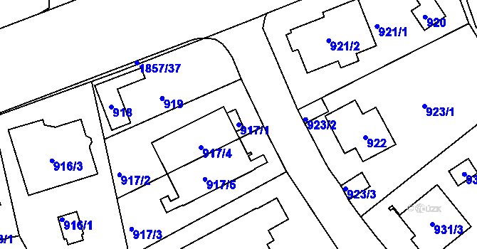 Parcela st. 917/1 v KÚ Libuš, Katastrální mapa