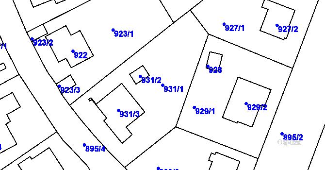 Parcela st. 931/1 v KÚ Libuš, Katastrální mapa