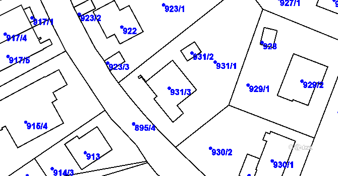 Parcela st. 931/3 v KÚ Libuš, Katastrální mapa