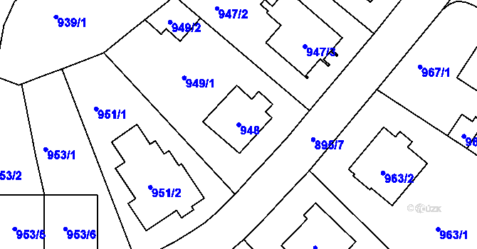 Parcela st. 948 v KÚ Libuš, Katastrální mapa